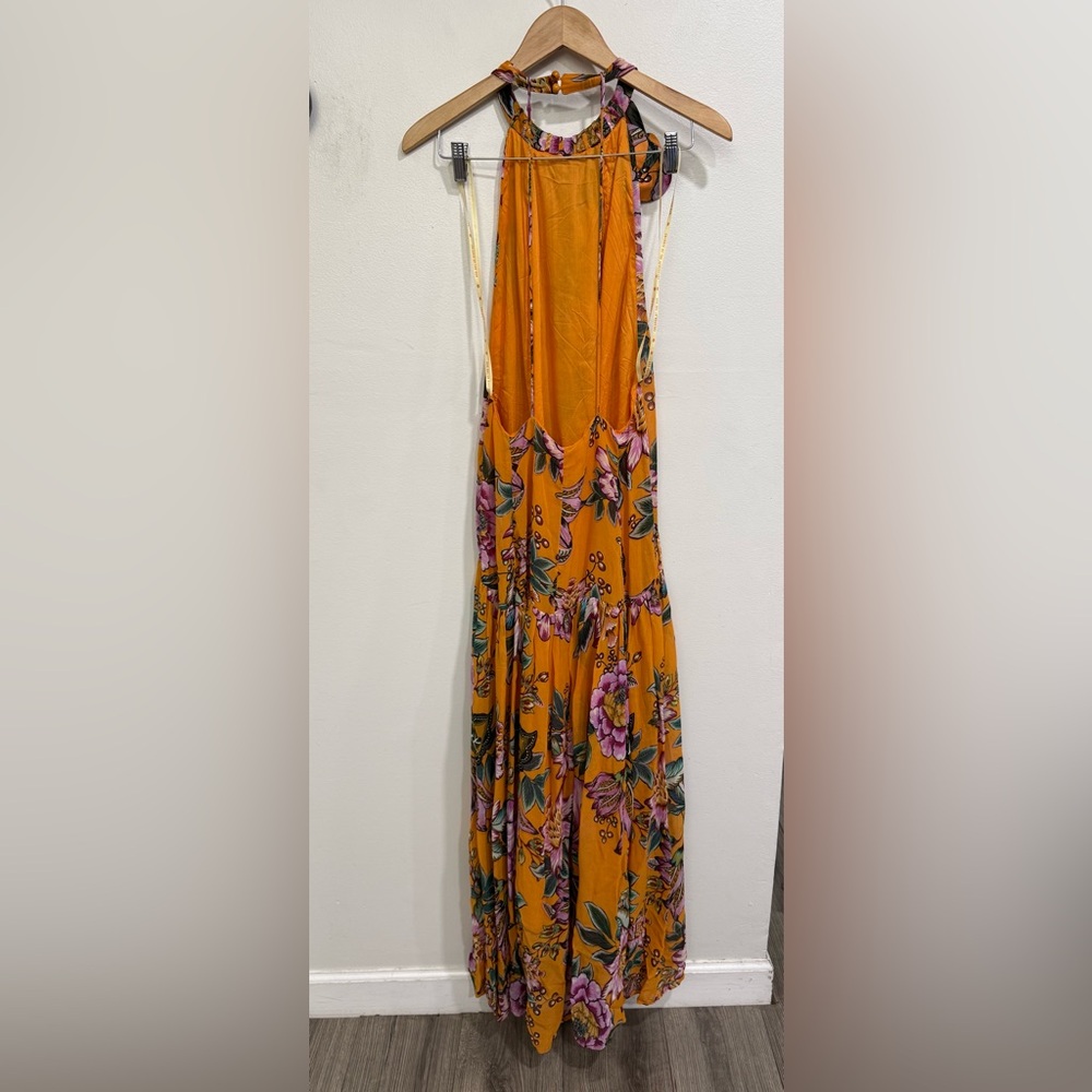 NWT FARM Rio Wonderful Bouquet Halter Maxi Dress Sz Large ORANGE - Picture 6 of 9